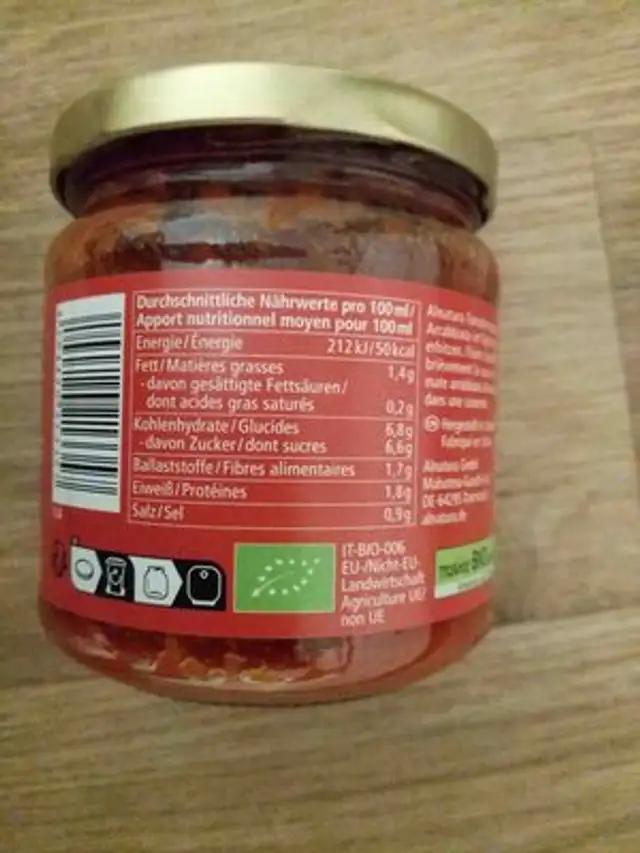 Arrabbiata nutrition facts table
