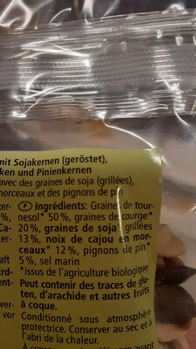 Salatkerne Mix ingredients label