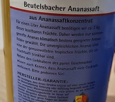 Ananassaft front packaging