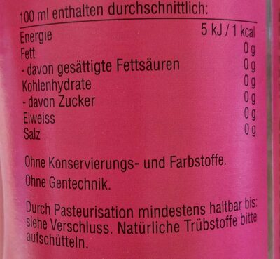 thé glacé fruits nutrition facts table