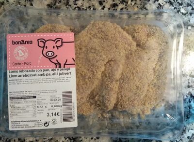 Lomo rebozado con pan, ajo y perejil