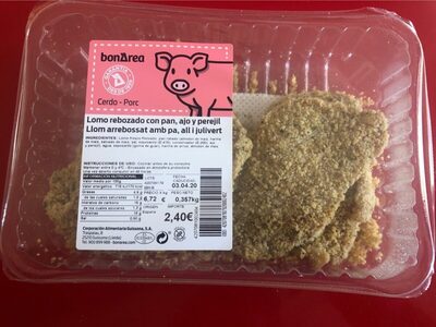 Lomo rebozado con pan, ajo y perejil