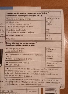 Schellfisch Filets nutrition facts table