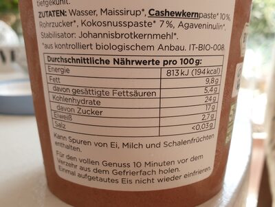 Kokos nutrition facts table