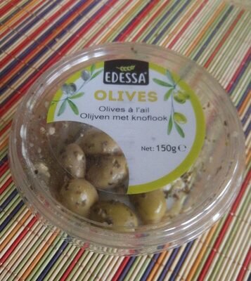 Olives à l'ail front packaging