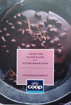 Zartbitterschokolade mit Rotweinmarzipan front packaging