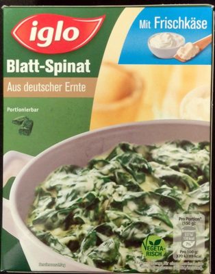 Blatt-Spinat mit Frischkäse