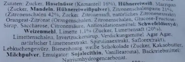 Sommer-Konfekt Limette-Zitrone ingredients label