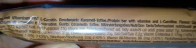 Barre protéinée au caramel nutrition facts table