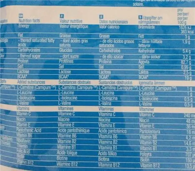 Powerproteine 90 Lemen nutrition facts table