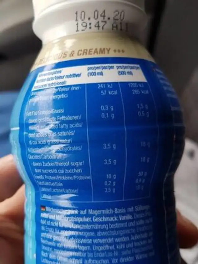 Low carb protein shake nutrition facts table