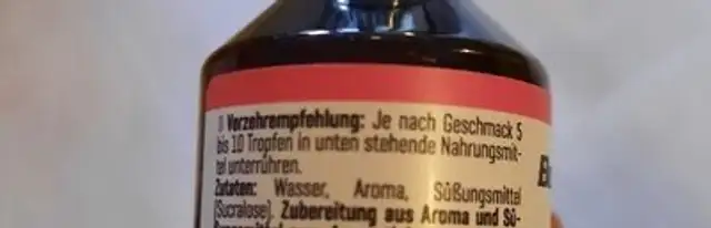 Flave Drops ingredients label