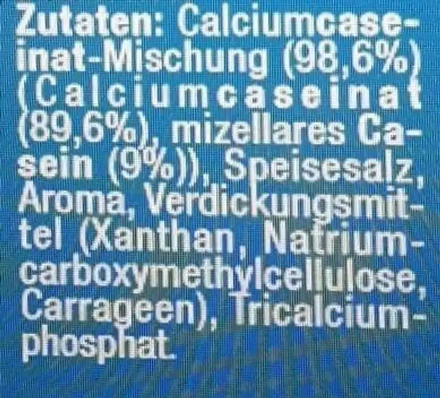 Casein Protein nutrition facts table