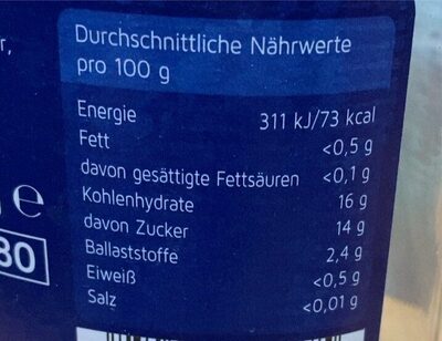 Waldheidelbeeren gezuckert nutrition facts table