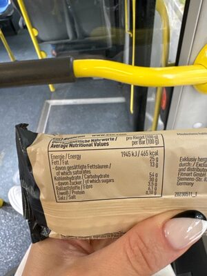 Designer Oatbar nutrition facts table
