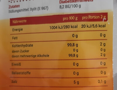 Xylit ingredients label