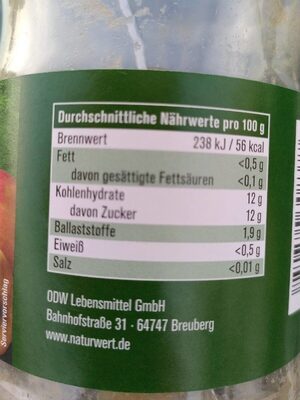Apfelmark nutrition facts table