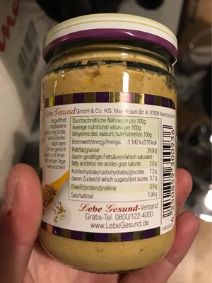 Pini Orient nutrition facts table