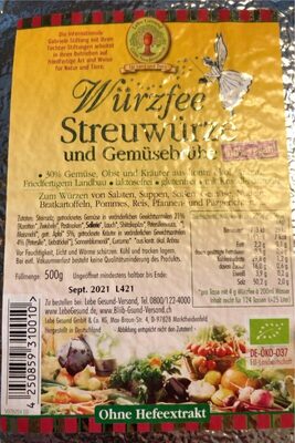 Gemüse Brühe Würzfee Streuwürze front packaging
