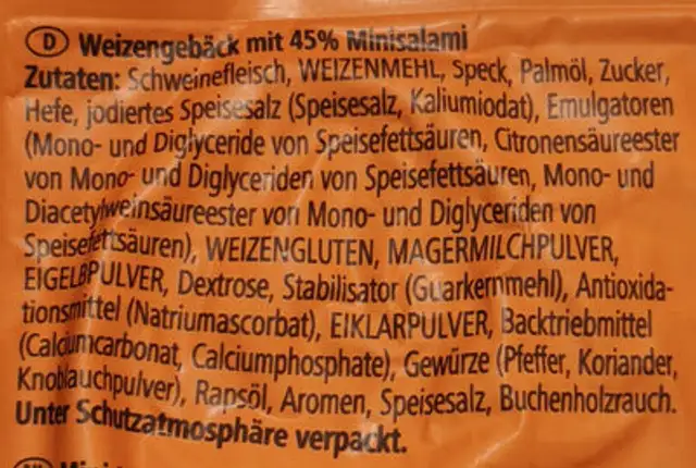BiFi The Original Roll ingredients label
