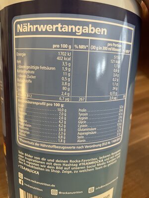 No Whey Pro Vanilla Cookie nutrition facts table