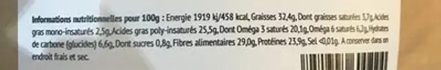 Graines de chia bio nutrition facts table