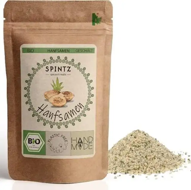 Bio Hanfsamen geschält front packaging