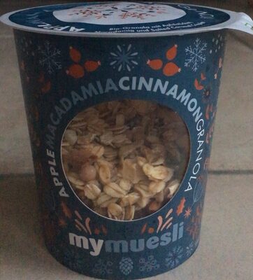 Apple macadamia cinnamon granola front packaging