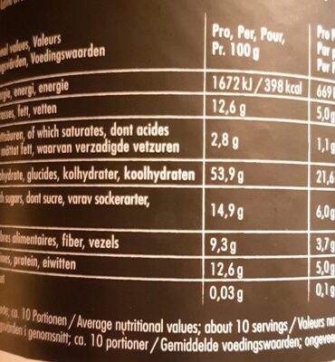 Porridge amande caramel cerise nutrition facts table