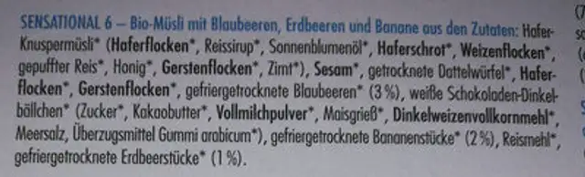 Mickey Sensational 6 ingredients label