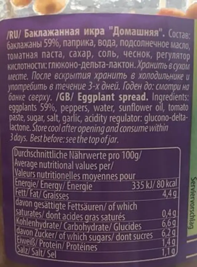 Icra ingredients label
