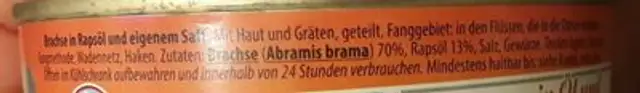 Brachse ingredients label