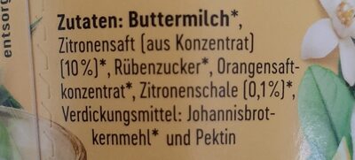 Buttermilch Drink Zitrone Bio ingredients label