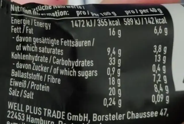 Brownie Bar nutrition facts table