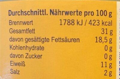 Bio Hausmacher Leberwurst nutrition facts table