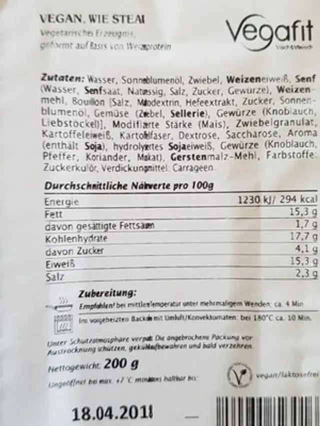Steak ingredients label