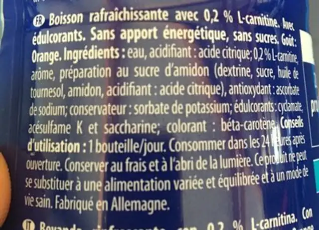 L-carnitine ingredients label