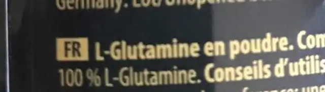 L-glutamine Powder 100% 350G ingredients label