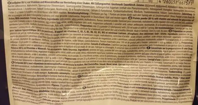 PRO 80 Protéine Shake ingredients label