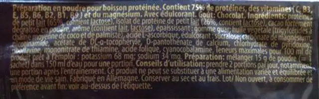 X-TREME ingredients label