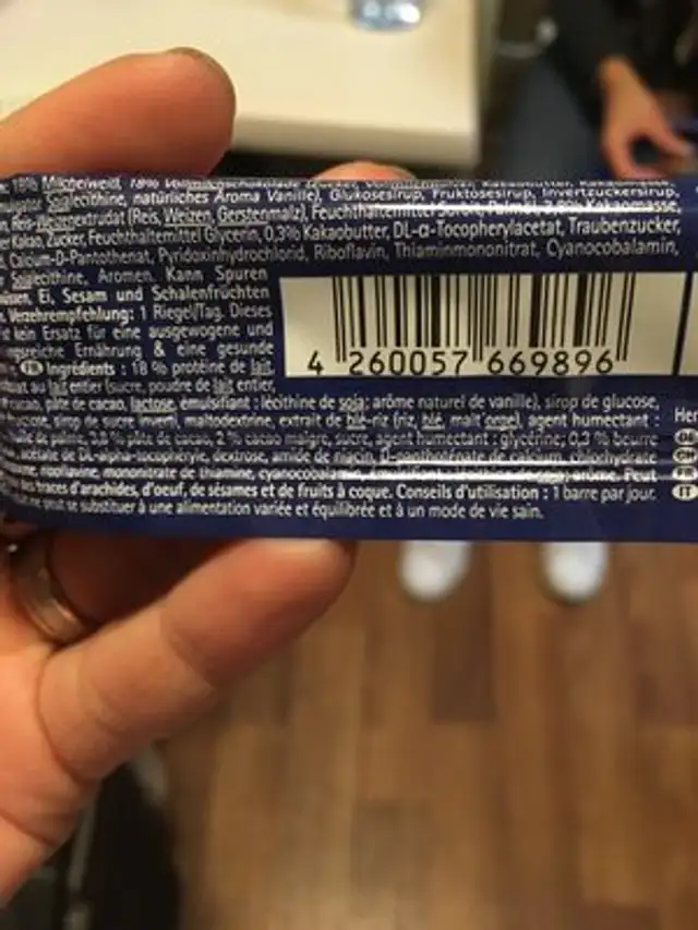 Active Fitness Schoko, Schokolade ingredients label