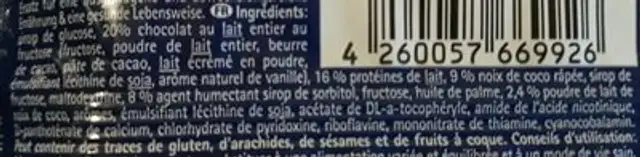 Active Fitness Cocos Noir De, Cocos ingredients label