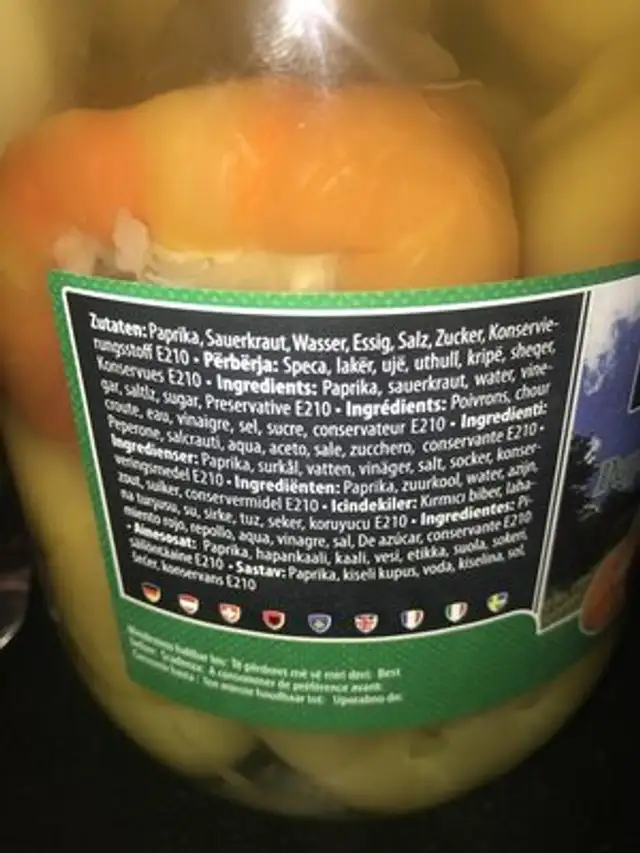 Poivrons choux ingredients label