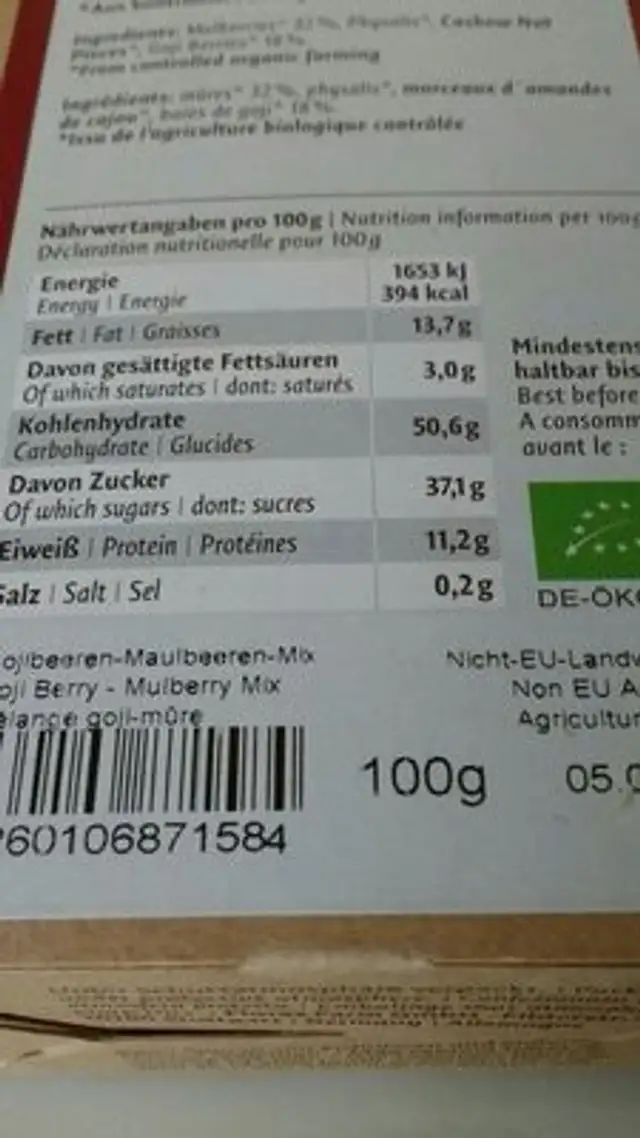 Goji-maulbeeren-mix ingredients label