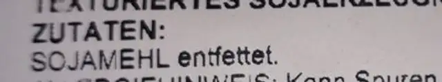 Sojaschnetzel ingredients label