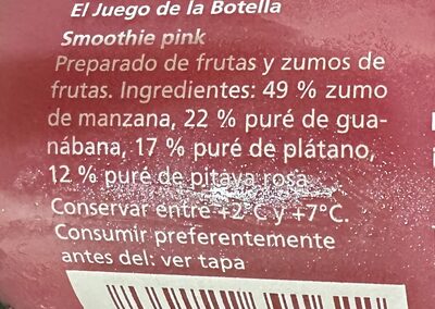 Zumo de frutos rojo ingredients label