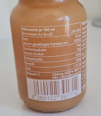 Ingwer Shot nutrition facts table