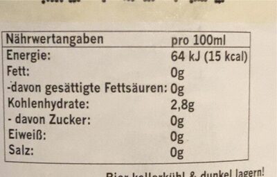 Hell Frei nutrition facts table