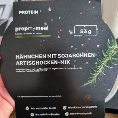 Loe carb hähnchen mit  sojabohnen-artischocken-mix