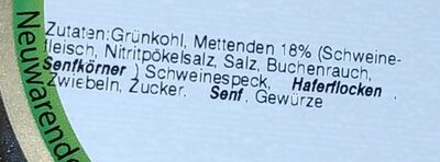 Grünkohl mit 2 Mettenden ingredients label